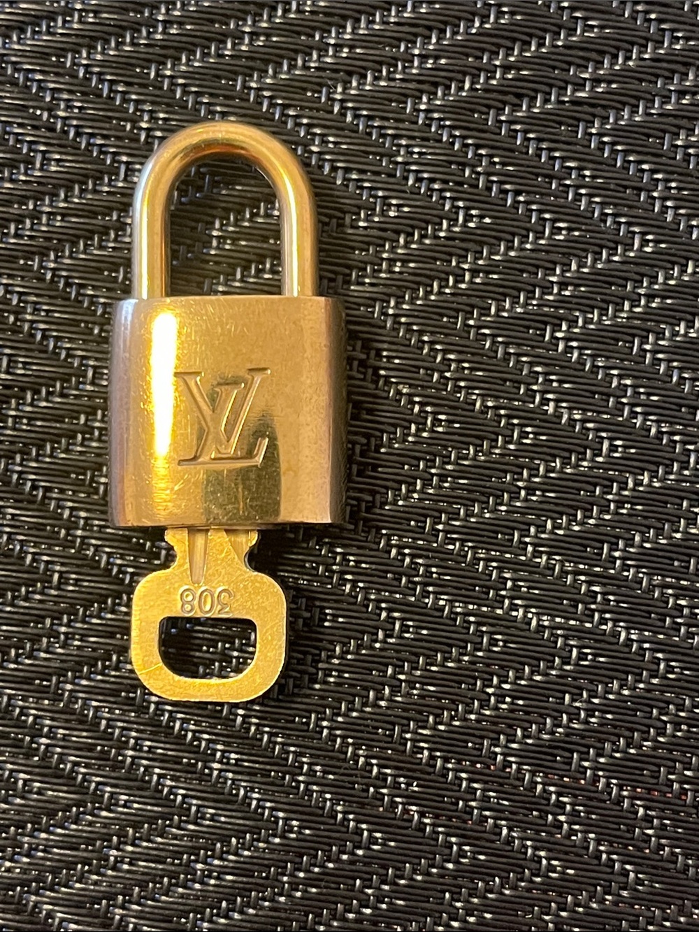 Louis Vuitton Gold-Tone LV Padlock with Key (308)